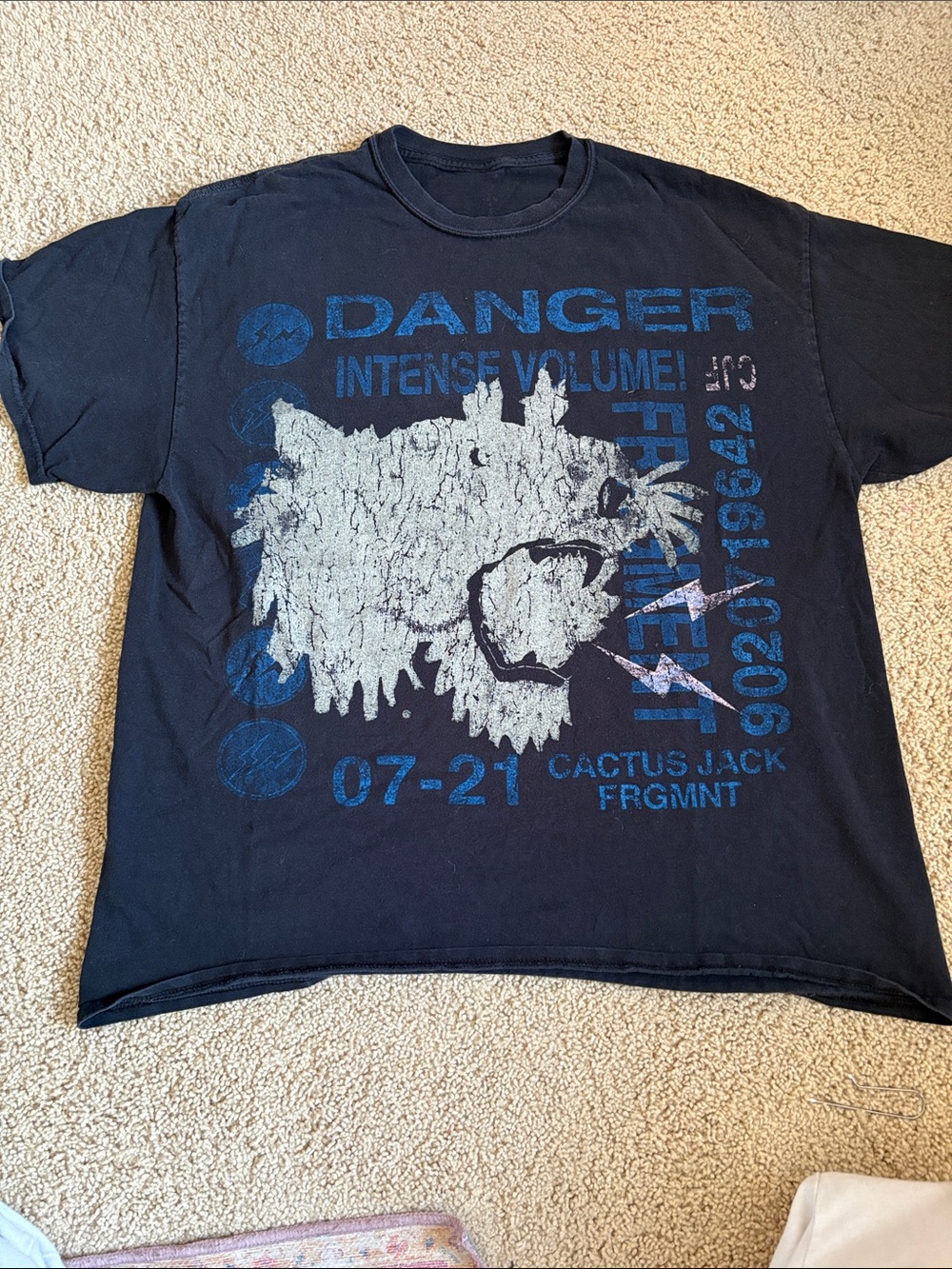 Travis Scott Black T-Shirt with Blue and Gray Graphic